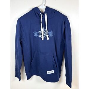 life is good snowflake Hoodie Sweatshirt Women's Small Blue Cotton Hooded Pocket